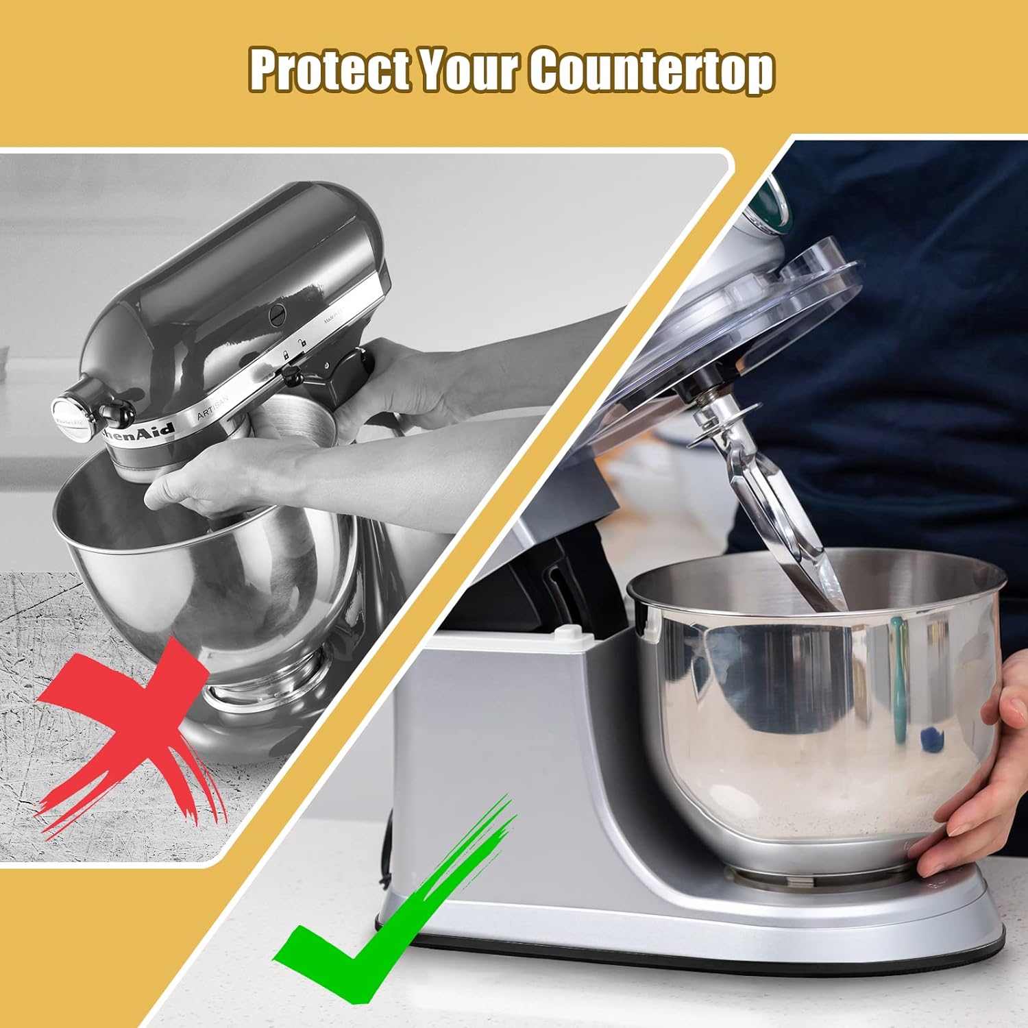 Metal Mixer Slider Mat Compatible with Kitchen Aid 4.5-5QT Head Stand Mixer