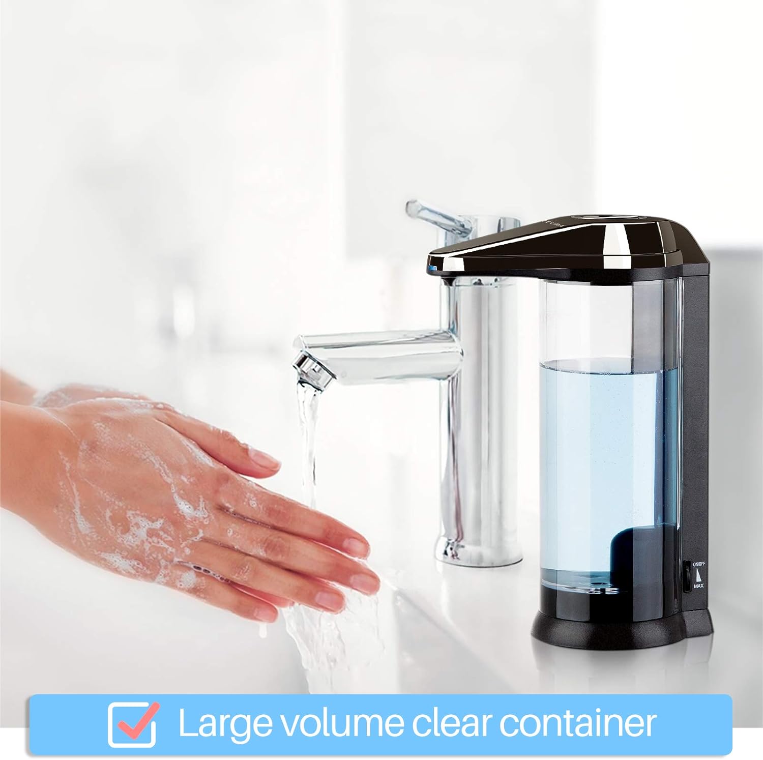 Touchless Battery Operated Electric Automatic Soap 17oz Dispenser with Adjustable Soap Dispensing Volume Control Dial