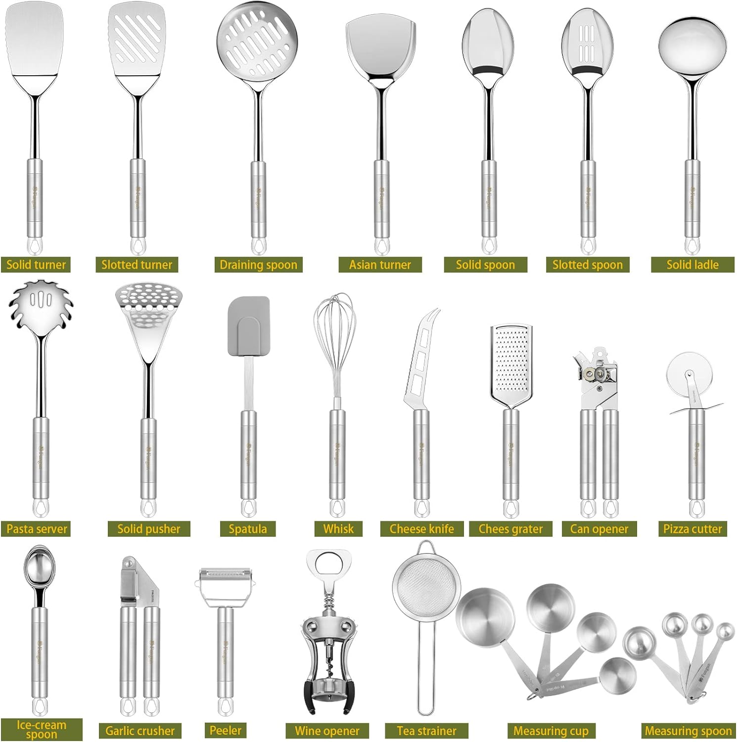 Kitchen Utensil Set 28 Pieces Stainless Steel Cooking Nonstick Cookware Set with Spatula