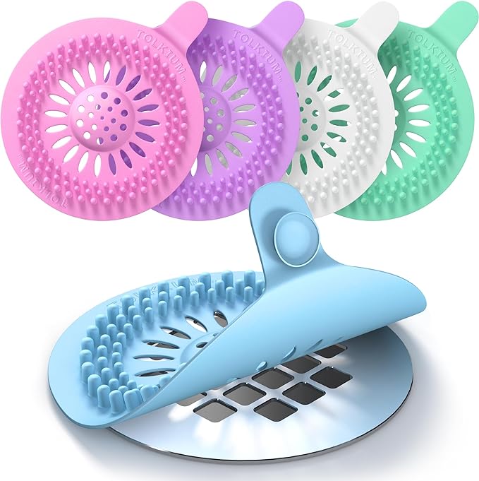 Durable Silicone Like Shower Drain Cover 5 Pack, Hair Catcher for Bath, Sink, Shower, and Bathtub