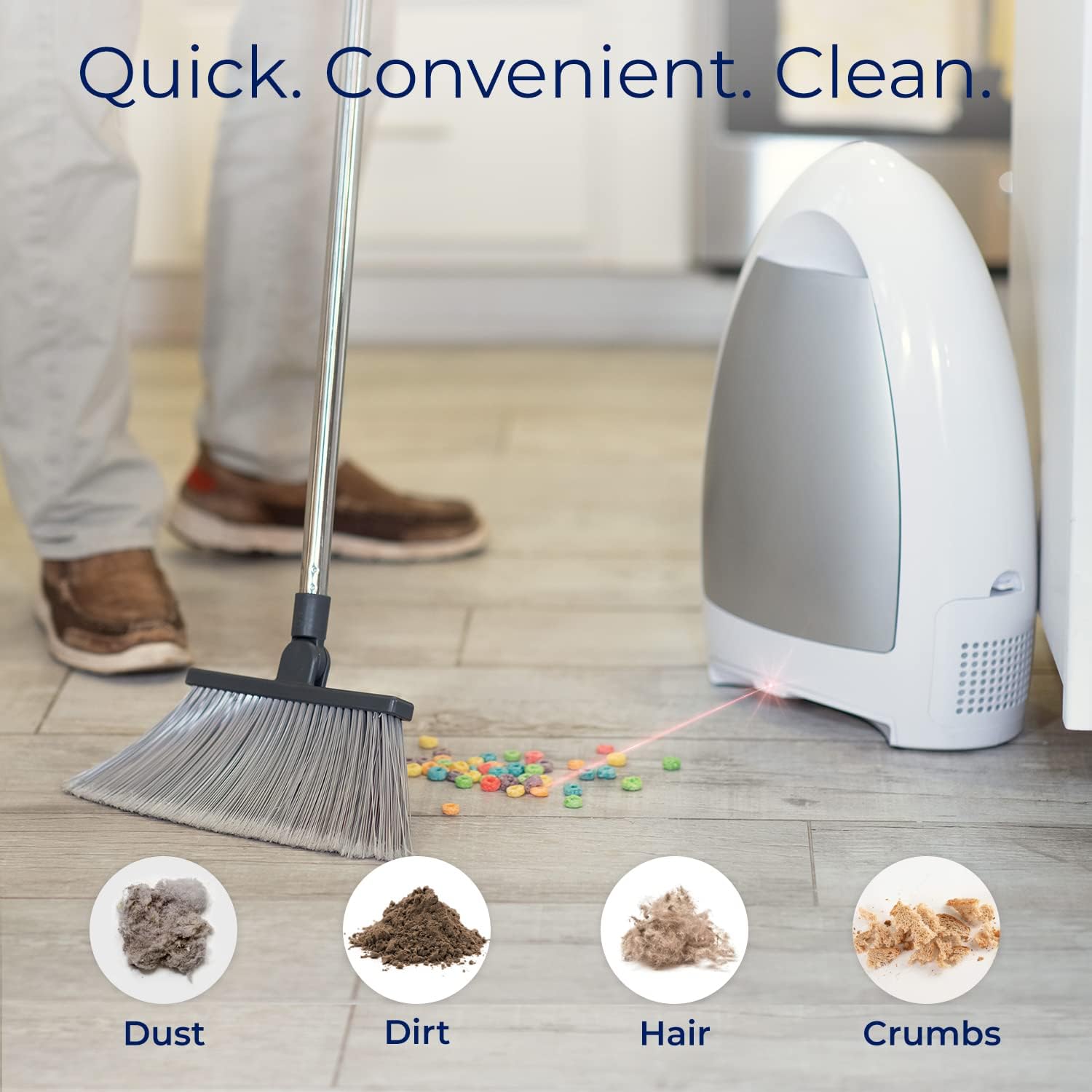 Automatic Touchless Vacuum Dustpan for Sweeping Salon Pet Hair Food Dirt Kitchen - Ultra Fast & Powerful, Corded Canister Vacuum, Bagless, Automatic Sensors, 1000 Watt (White)