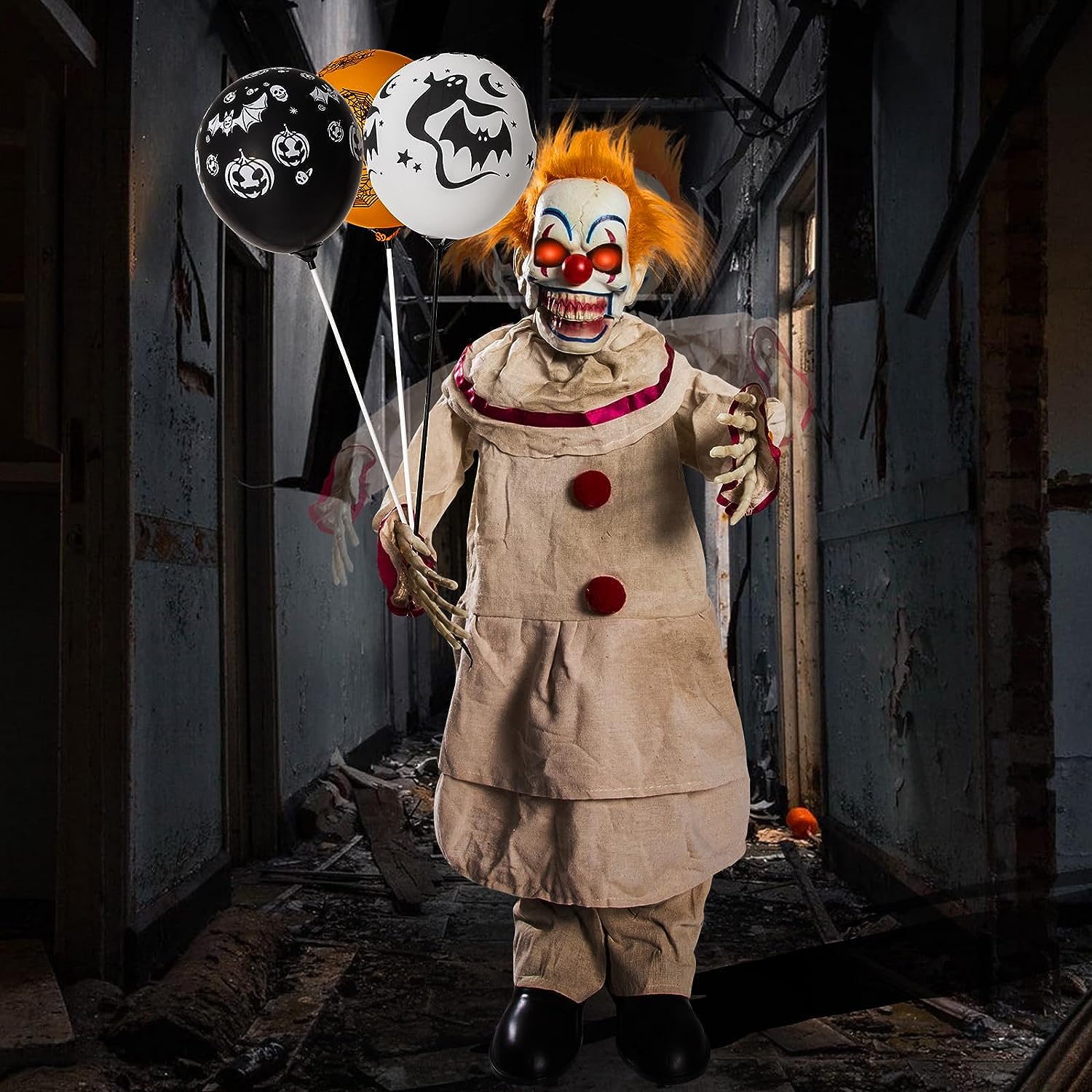 Clown 36'' Animatronics Halloween Decorations Sound Activated with Creepy Sound, Motion, Light Up Eyes