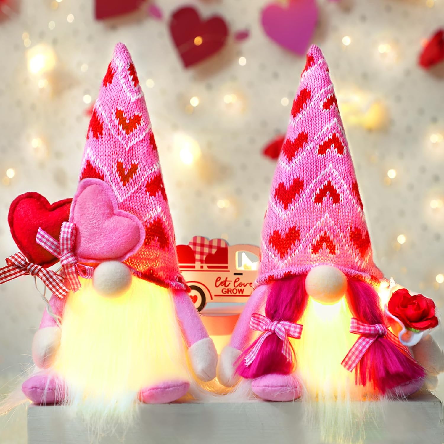 Valentine Ornaments Indoor Valentines Light Up 12" Gnomes (Valentines Lighted Gnomes)