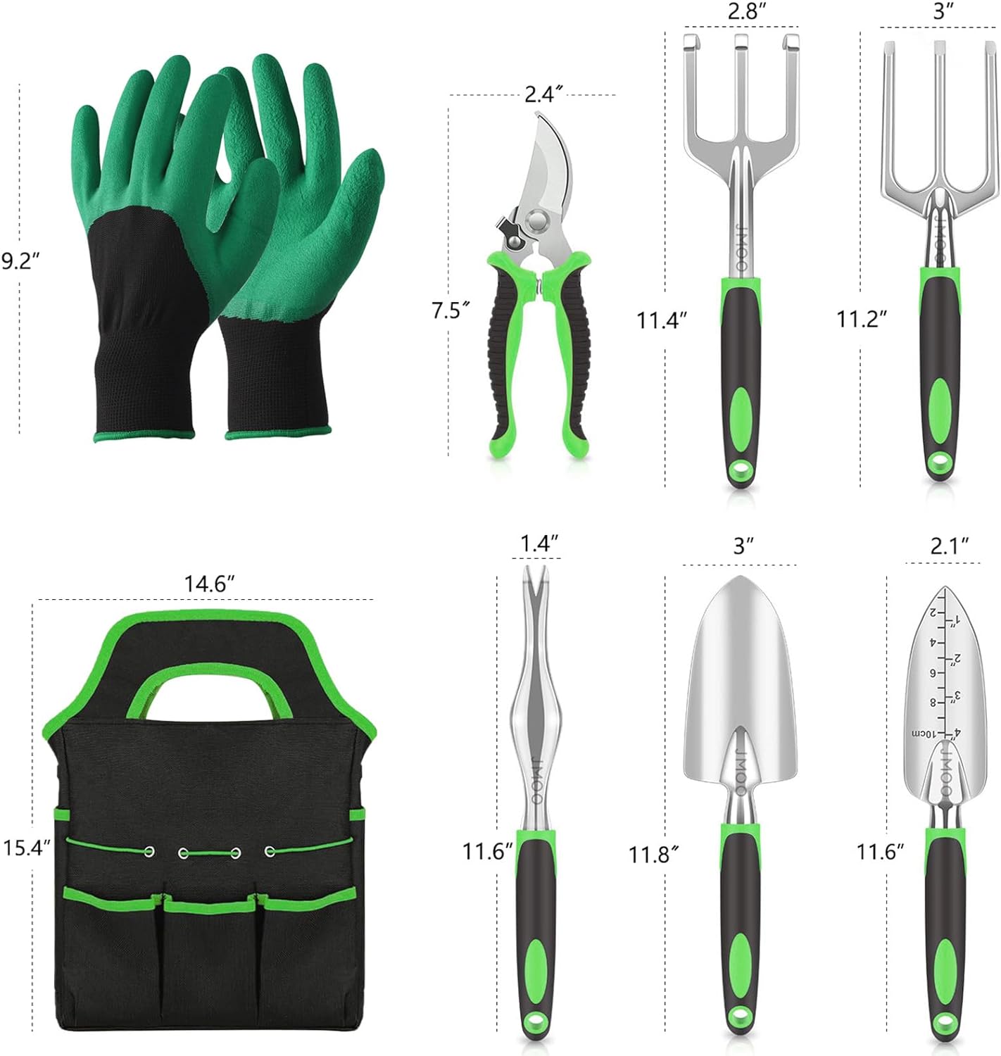 Garden Tool Set of 8, Heavy Duty and Lightweight Aluminium Alloy Gardening Hand Tools with Non-Slip Ergonomic Handle, Storage Tote Bag, Durable Gardening Tool Set