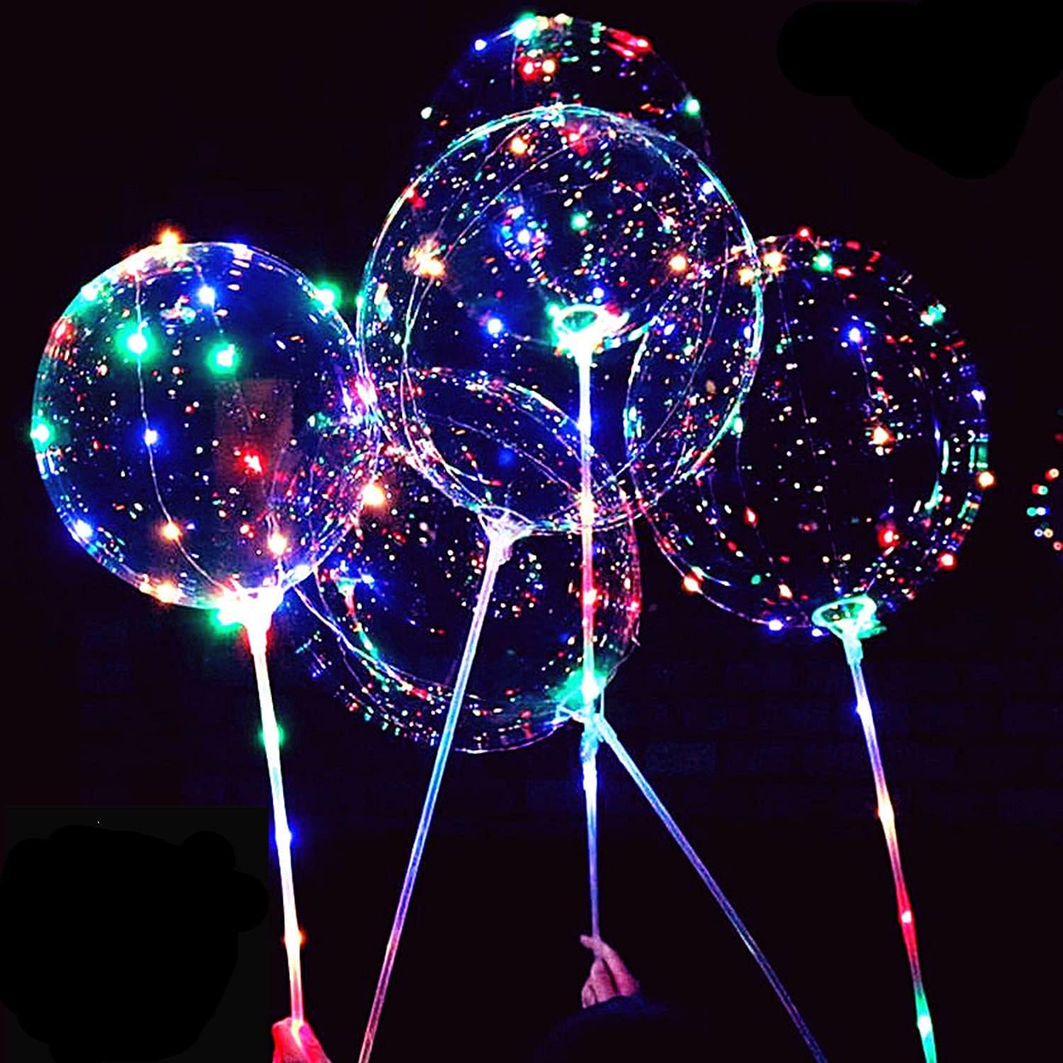 8 Packs LED Light Up Balloons with Flashing Handles Sticks,20 Inches Balloon 70CM Sticks