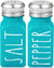 Salt and Pepper Shakers Set Farmhouse Glass Shakers with Stainless Steel Lid, Teal