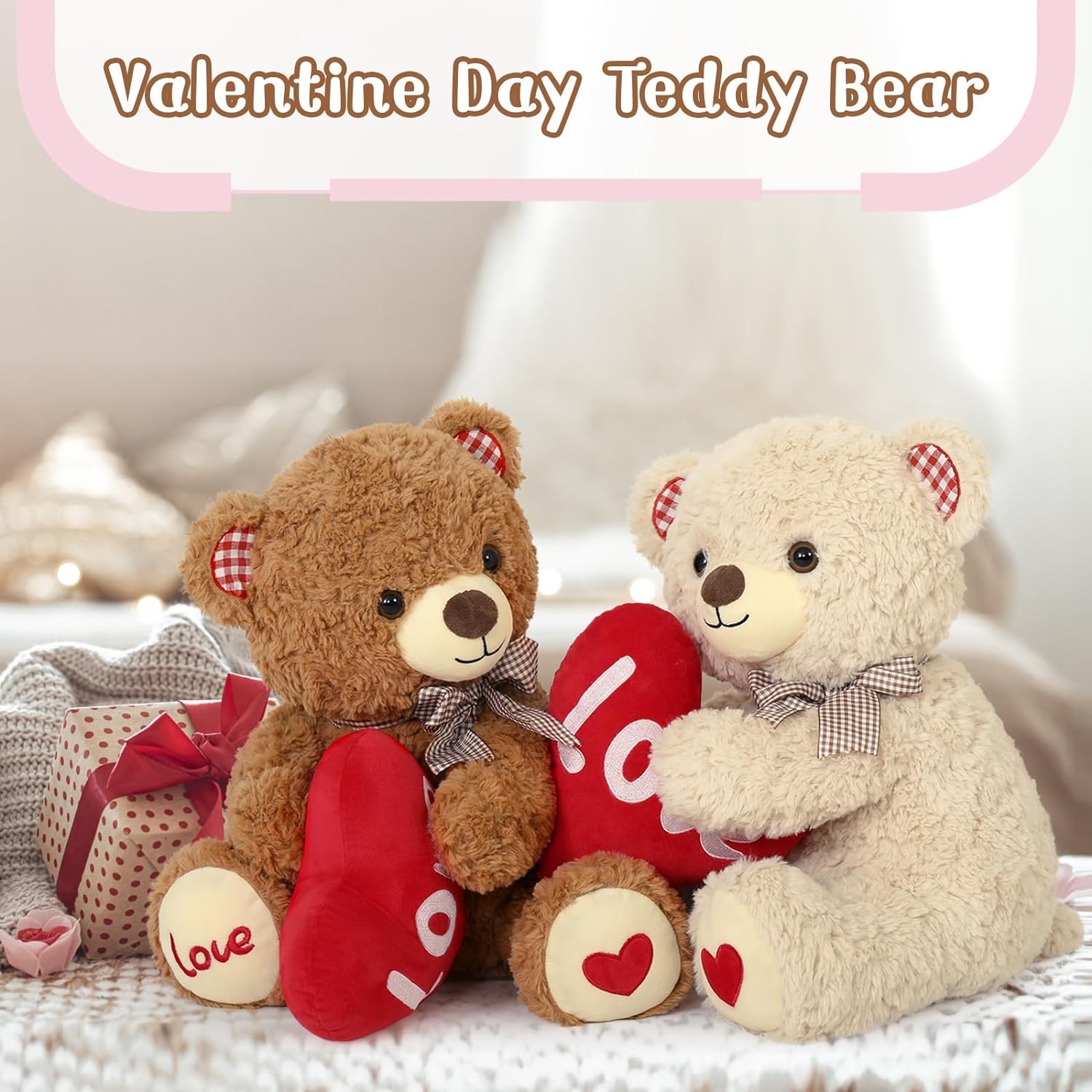 17" Valentine Gift Teddy Bear with Big Red Heart