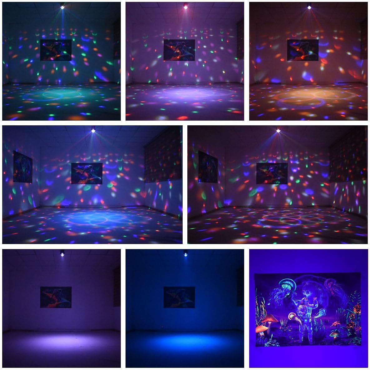 Disco Ball Party Lights, Activated Strobe DJ Stage Lighting for Indoor Room Outdoor Dance Floor Parties