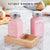 Salt Shaker with Wood Tray for Kitchen Counter (2.7 oz/ Pink)