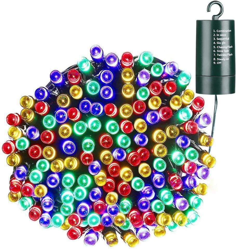 Chrismas Lights, 66ft 200LED Fairy Lights Battery Operated Timer 8 Modes Waterproof, Multicolor