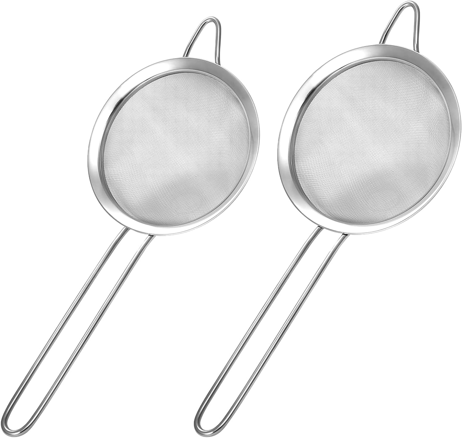 Small Stainless Fine Mesh Strainer 2 Pack with Handles for Steeping Loose Leaf Tea