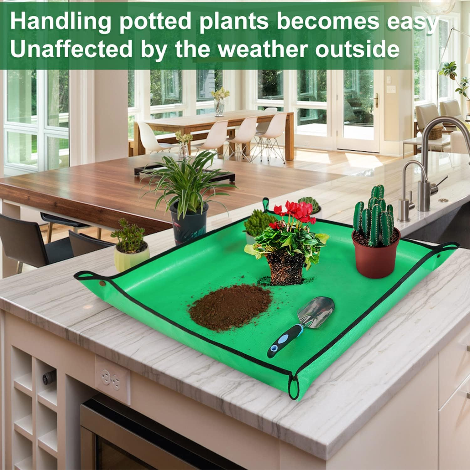 Potting Tray Repotting Mat for Indoor Plant Transplanting and Mess Control 27"x 27"