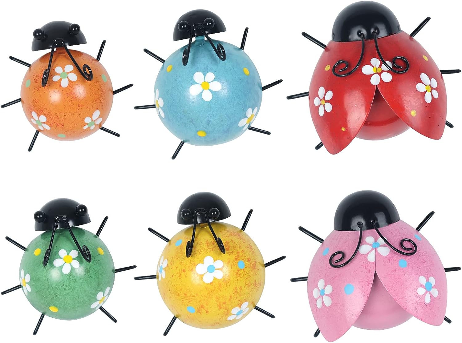 Outdoor Wall Decor 6 Pack Metal Ladybugs Decorations for Patio