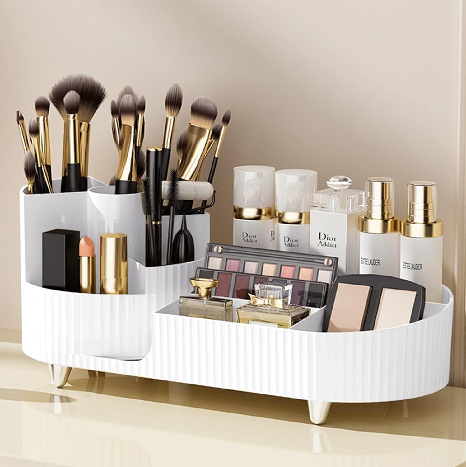 Cosmetic Display Makeup Organizer Easy to Hold All of Your Makeup Products, Large, White