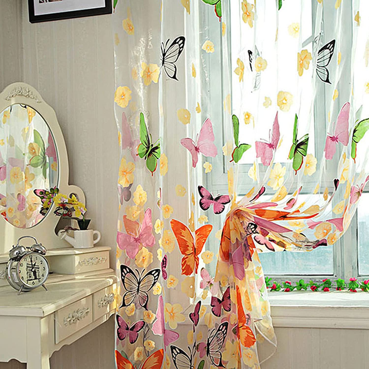 Butterfly Curtain Curtains Window (2 Panels)