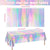 4 Pack Iridescence Plastic Tablecloths Disposable Laser Tablecloth Holographic Foil Rectangle Table Covers (54" x 108")