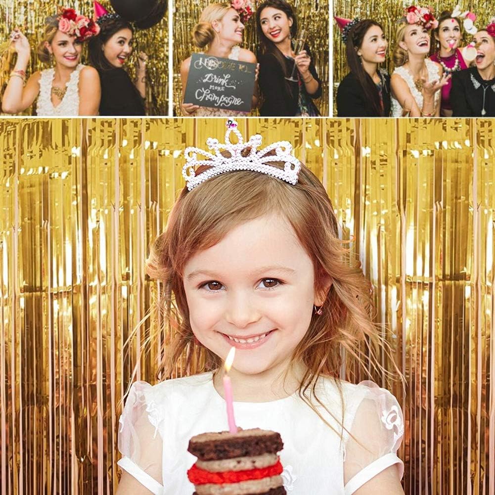 Gold 2 Pack Photo Booth Backdrop Metallic Tinsel Foil Fringe Curtains