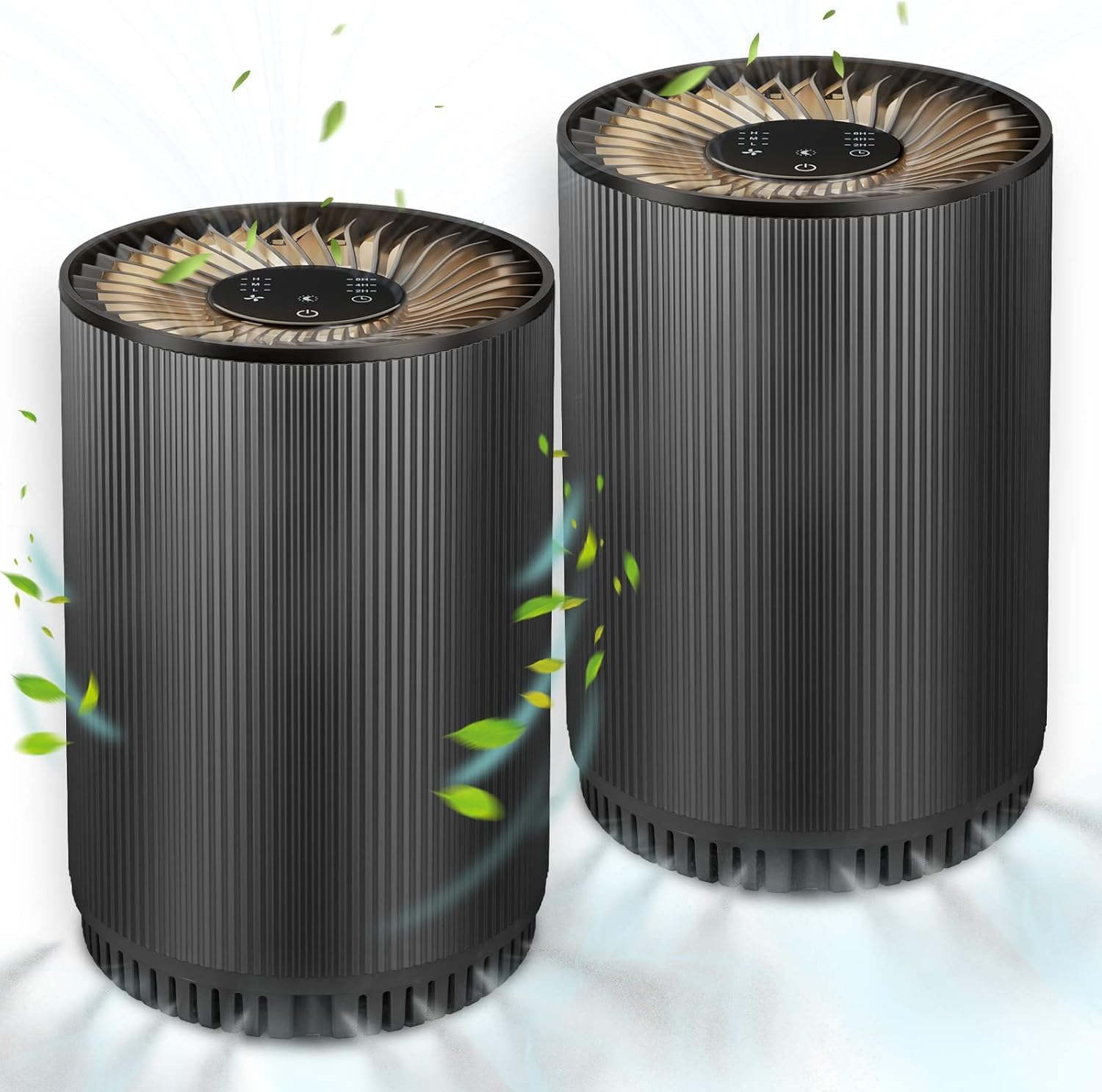 2 Pack Air Purifiers for Home Bedroom up to 690ft² for Office, Dorm, Apartment, Kitchen (KJ80 Black)