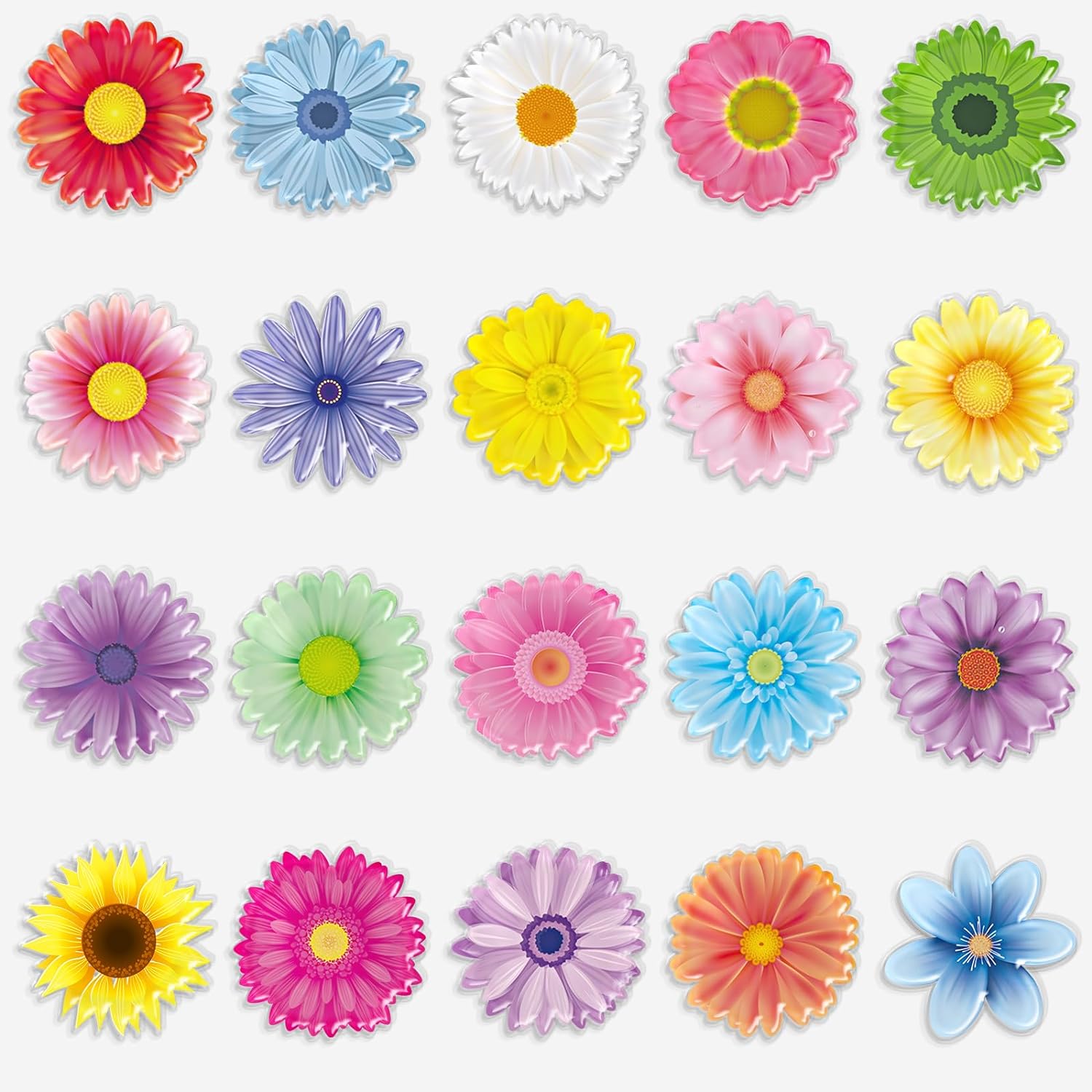 Spring Flowers Thick Gel Cling Sunflowers 20 Pieces, Window Gel Clings Decals Stickers (Sunflowers)