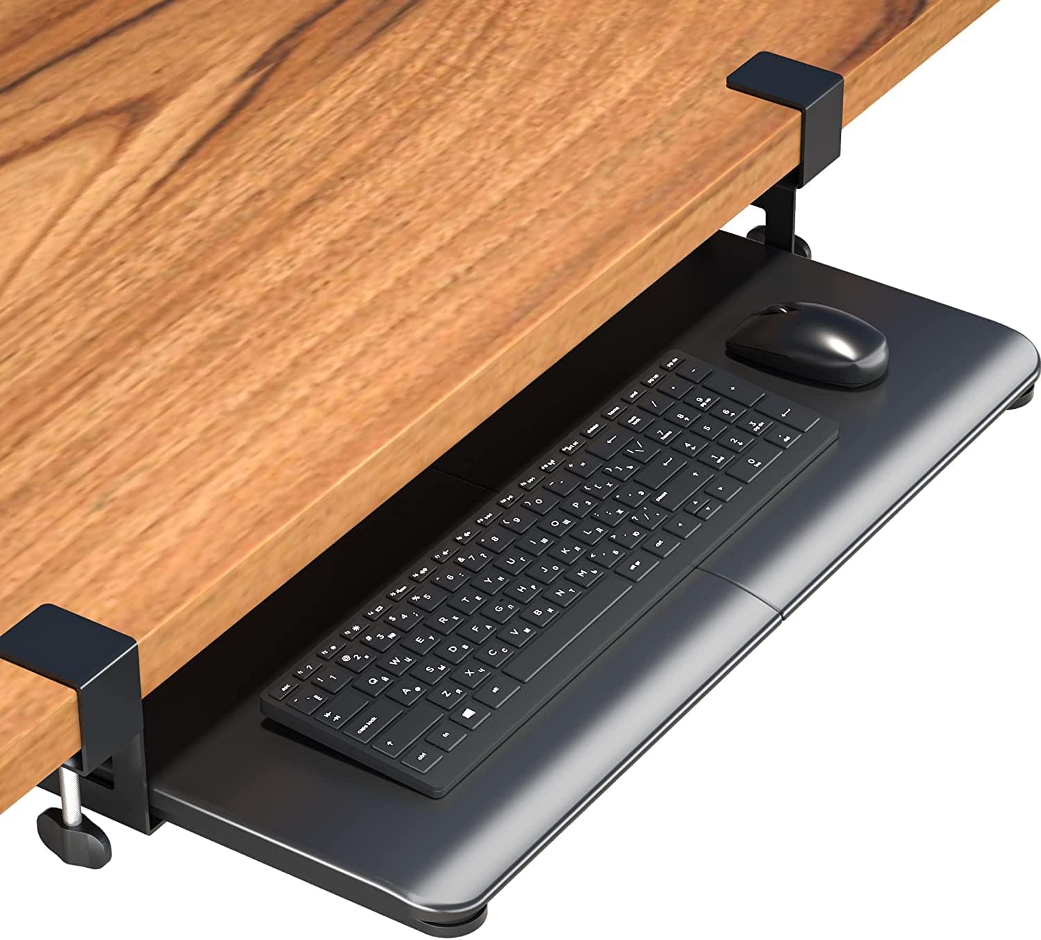 Keyboard Tray Under Desk, Pull Out Keyboard & Mouse Tray with C Clamp 25.6“(30” Including Clamps) x 11.8“