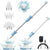 Cordless Electric Spin Scrubber with Long Handle, Shower Scrubber for Cleaning Equipped with 3 Multi-Purpose Cleaning Brush Heads