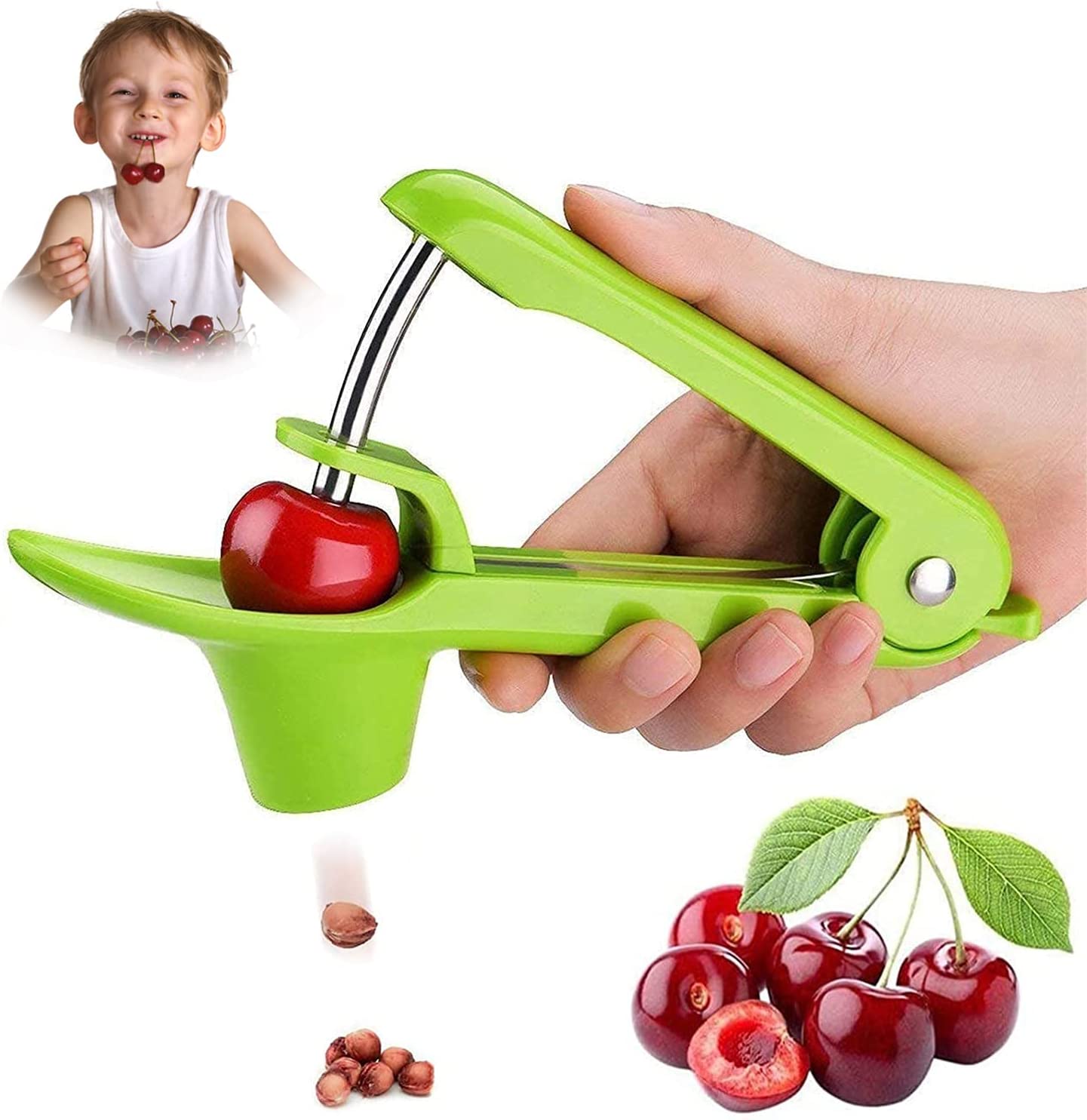 Cherry Pitter Tool Remover, Pit Remover for Cherries, Green