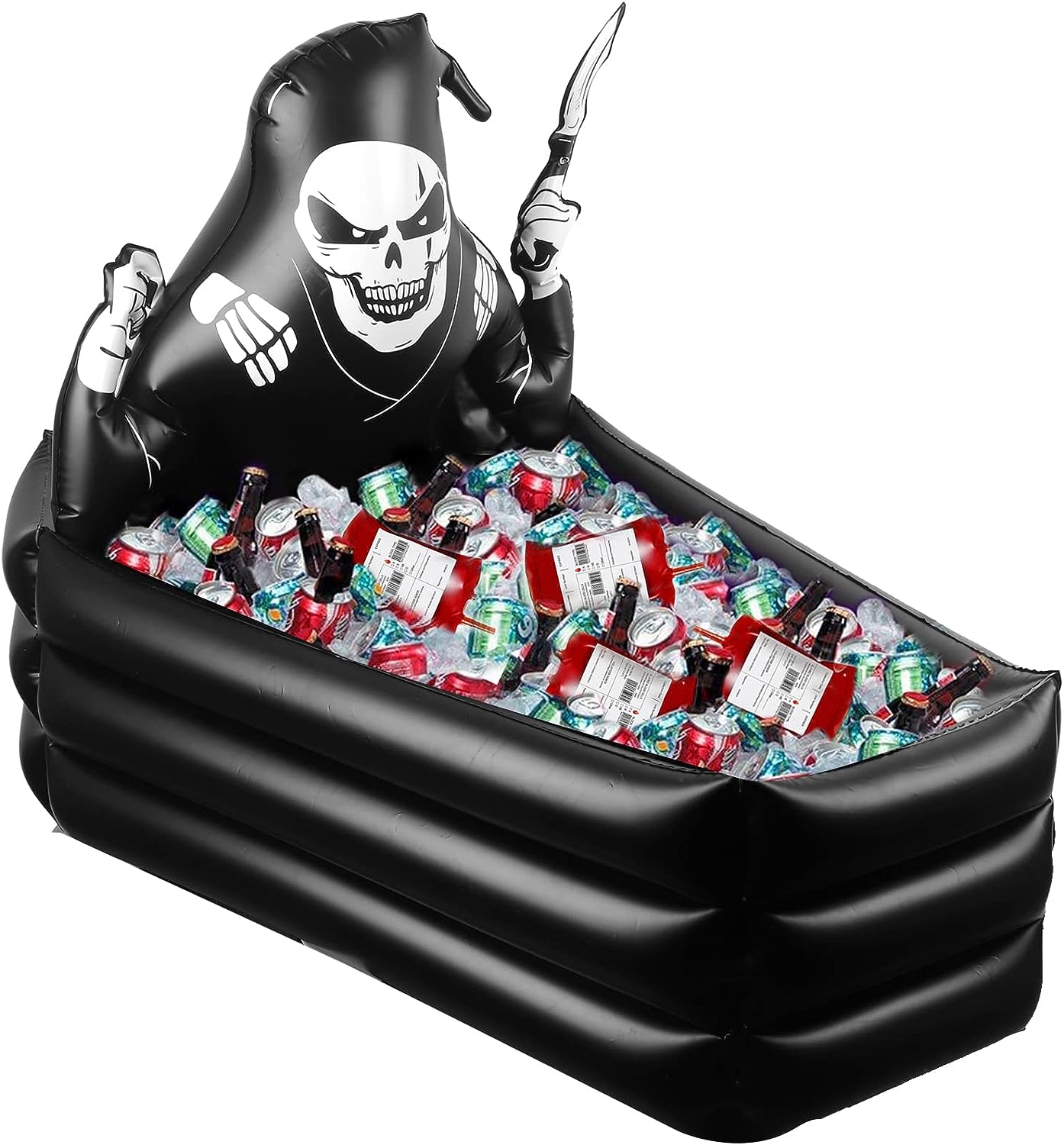 Halloween Inflatable Grim Reaper Coffin Cooler 44" for Indoor Outdoor Home Halloween Birthday Party Decorations