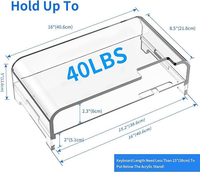 Acrylic Laptop Stand Acrylic Monitor Stand Riser Acrylic Computer Stand Laptop Riser with Storage Acrylic Desk Organizer