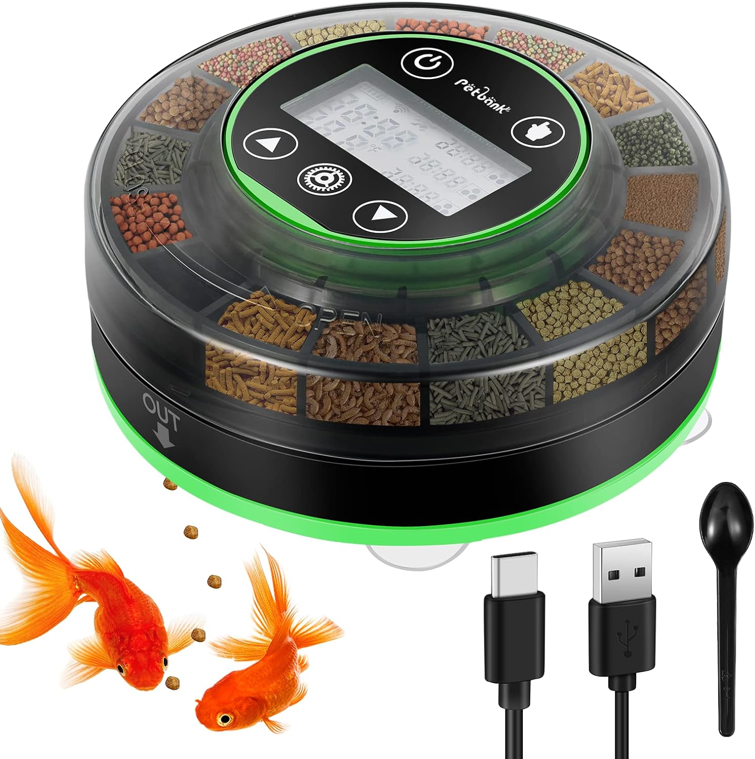 Fish Feeder Automatic Dispenser with Timer Rechargeable Automatic Fish Feeder for Aquarium