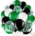 Confetti Balloons Kit 60PCS 12" Balloons with 2 Rolls Ribbon (Black, Green, White)