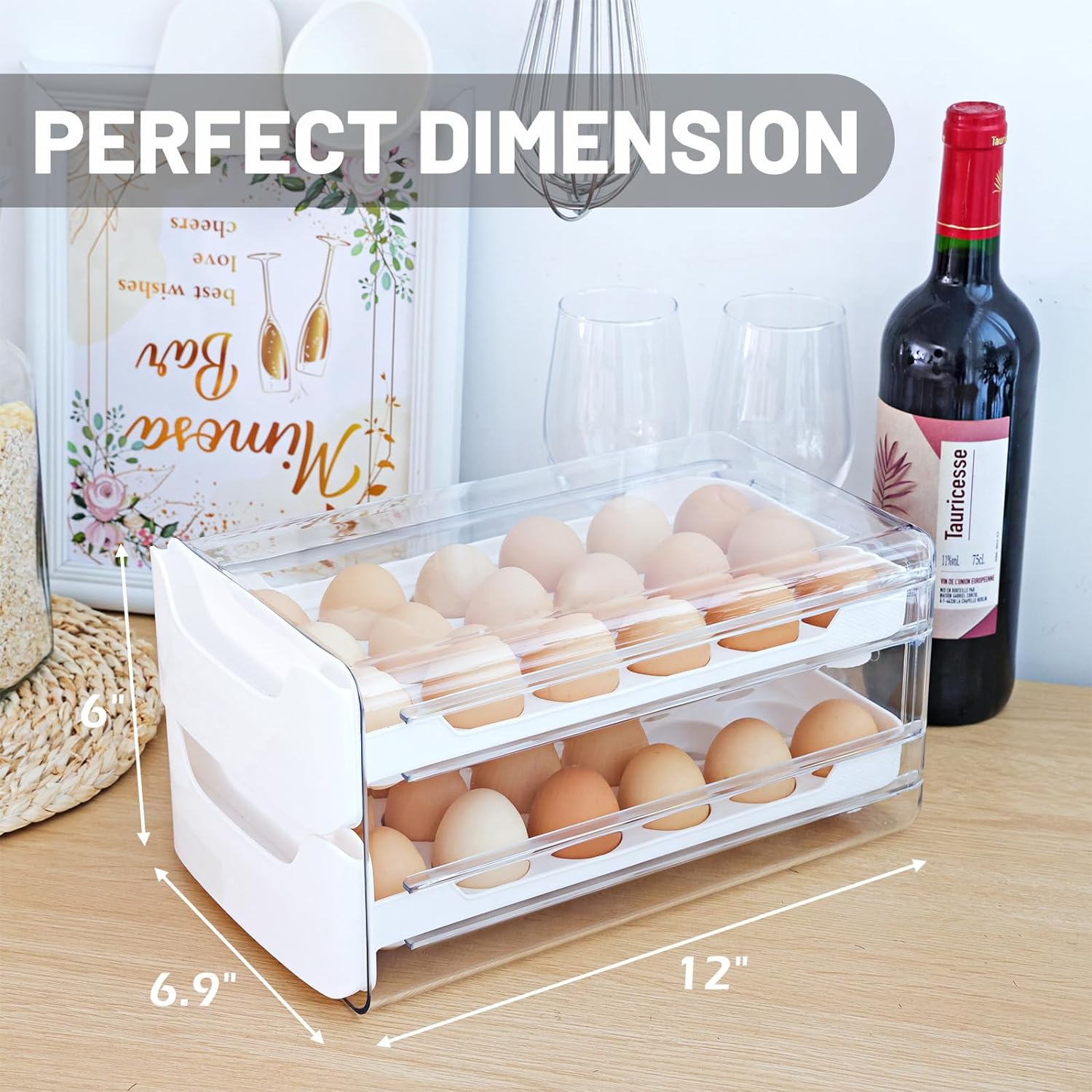 Egg Holder Container Organizer 2 Layers Fresh Egg Storage