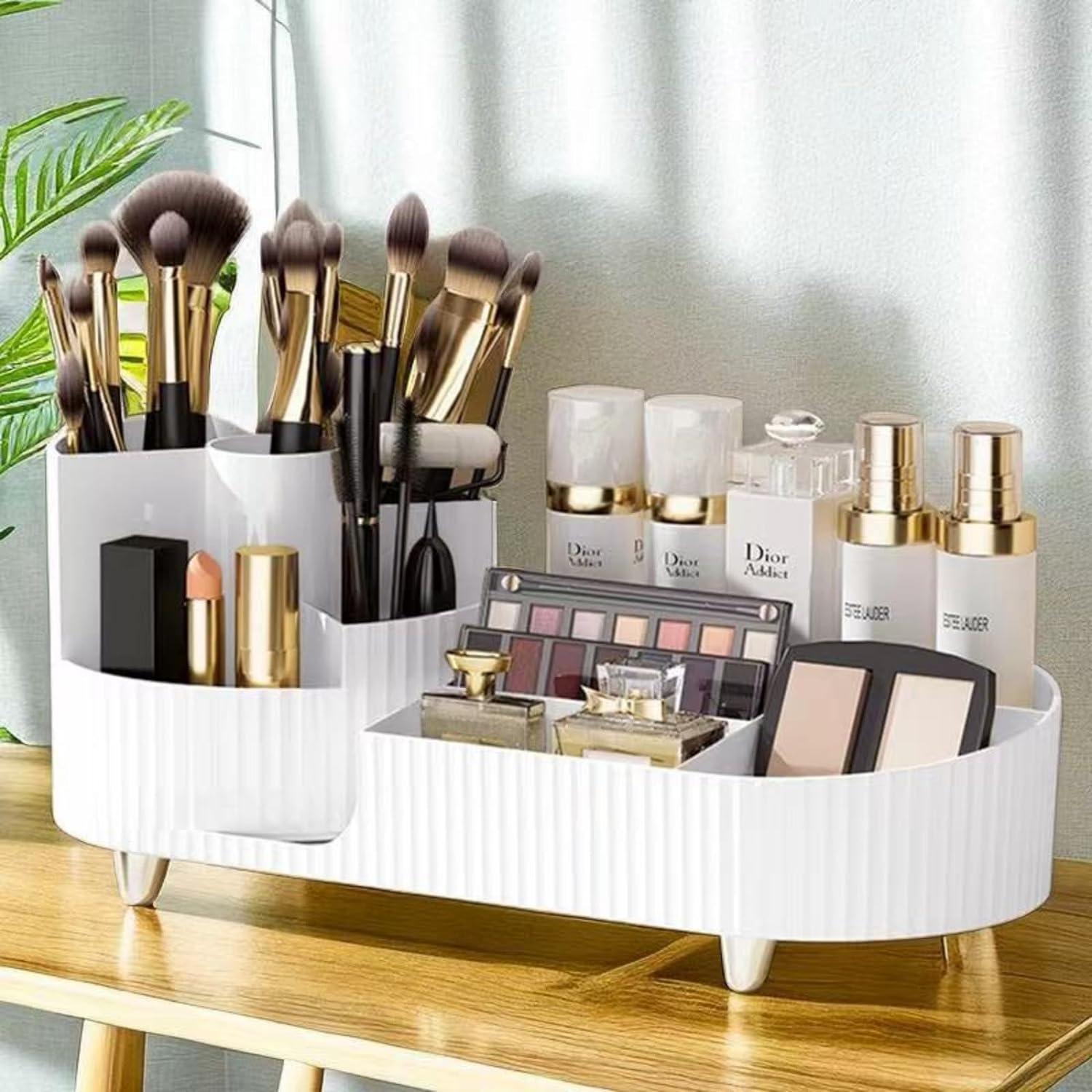 Cosmetic Display Makeup Organizer Easy to Hold All of Your Makeup Products, Large, White