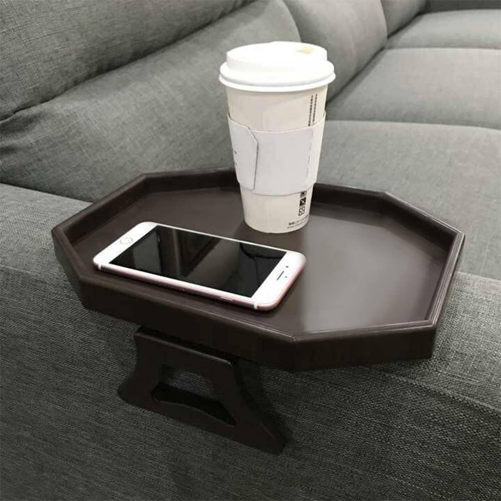 Armrest Sofa Arm Clip Table, Cherry Brown