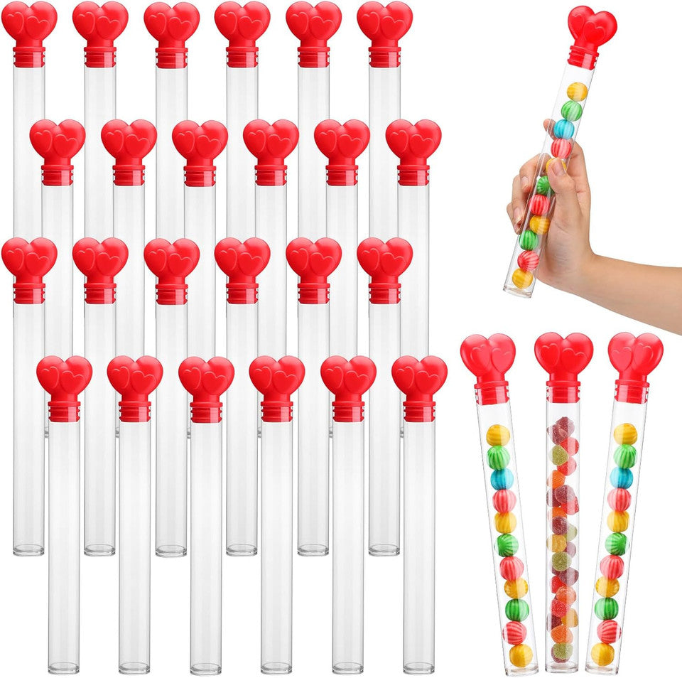 Heart Shape Valentines Day Candy Tubes Set of 24