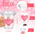 20 Sets Valentine's Day Disposable 12OZ Cups with Lid and Straws, Clear Plastic Valentines Cups with Heart Shaped Stickers