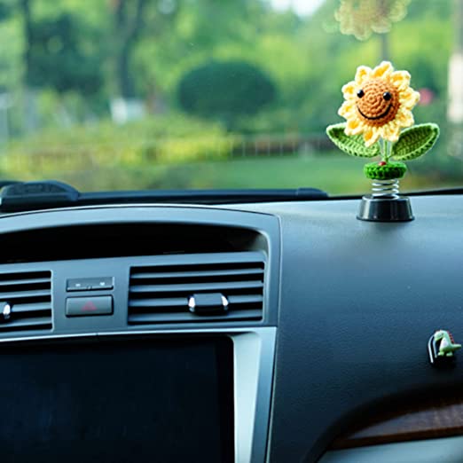 Car Accessories Crochet  Sunflower Decorations