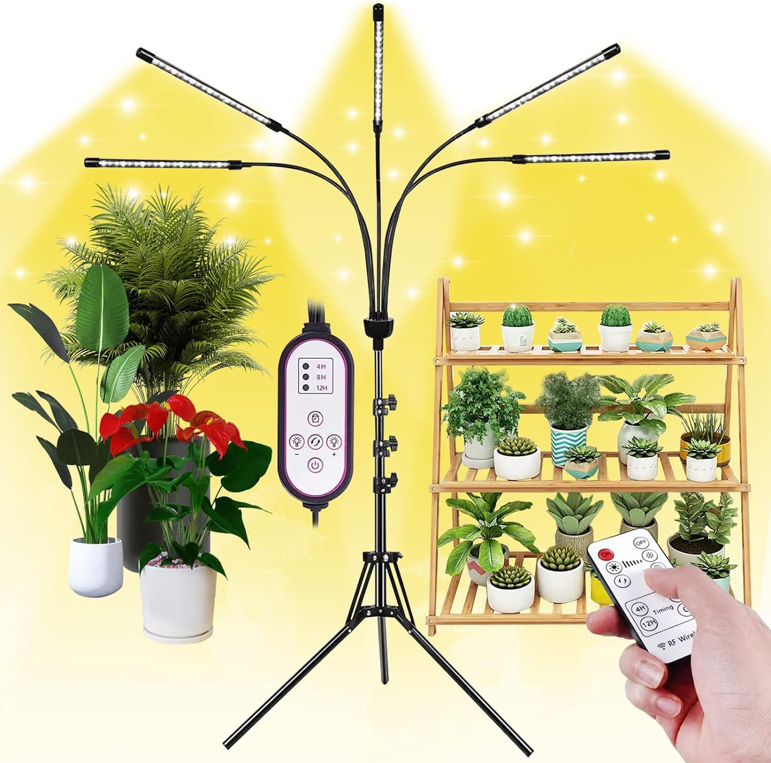 Indoor Plants Grow Lights 5 Heads LED Full Spectrum Plant Lights, Warm White,Yellow