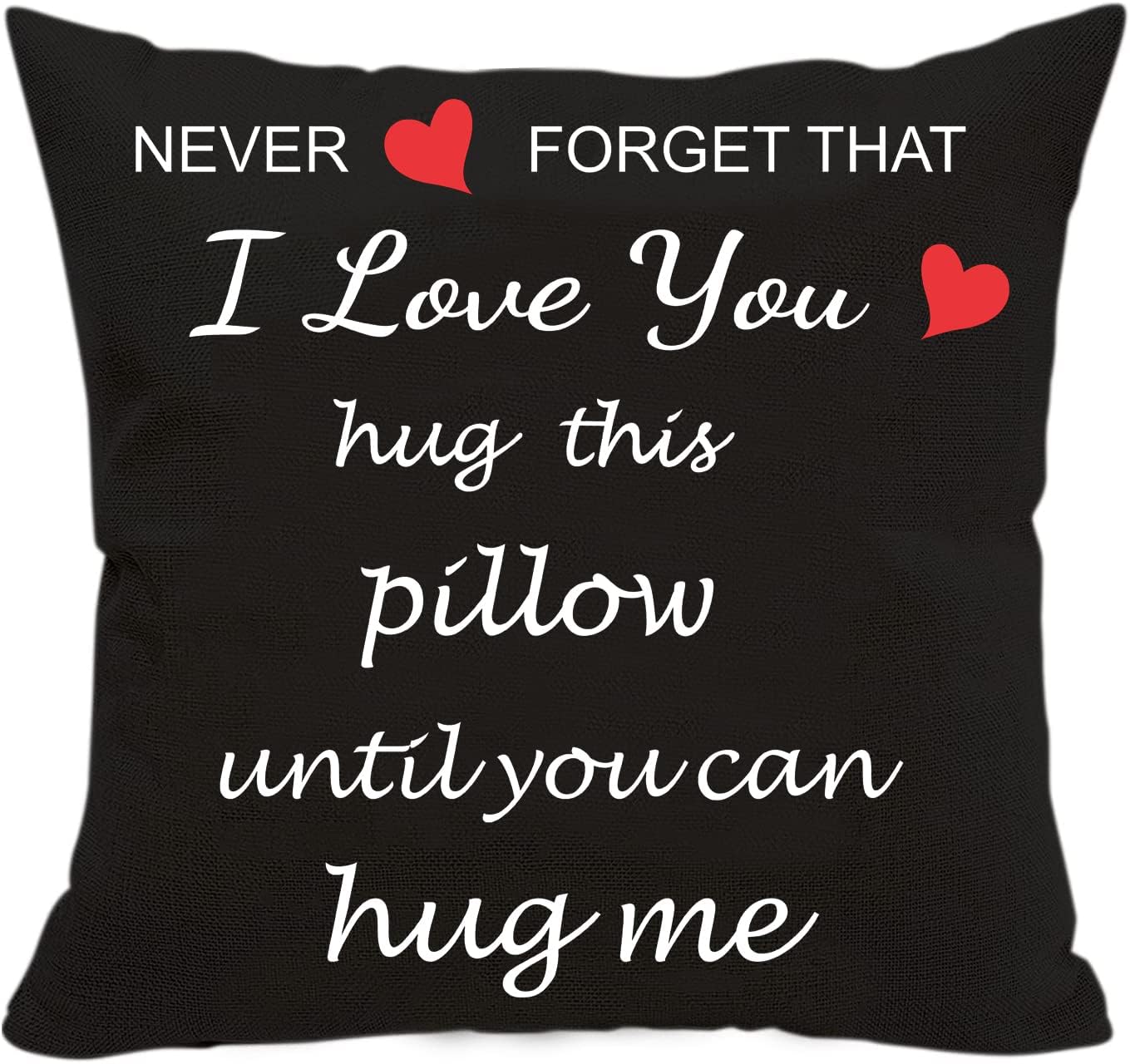 Two Sided Printing Lover Pillow Cover I Love You Hug This Pillow Until You Can Hug Me, 18" x 18"