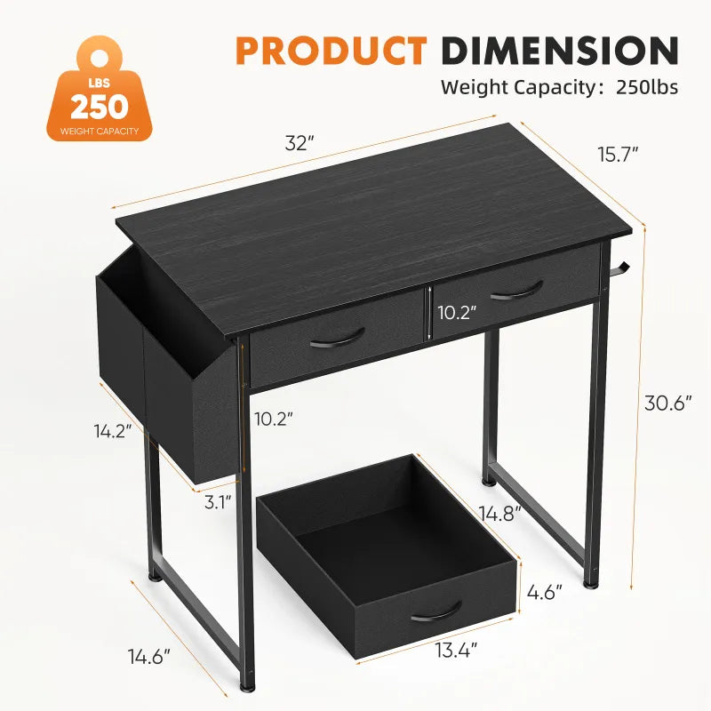 Small Computer Desk 32&quot; for Home Office Bedroom (Black)