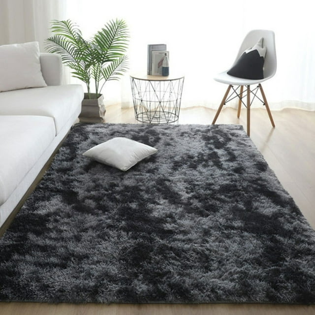 Fluffy Rug Plush Decorative Rug for Bedroom Living Room, Charcoal Gray (5' x 8')