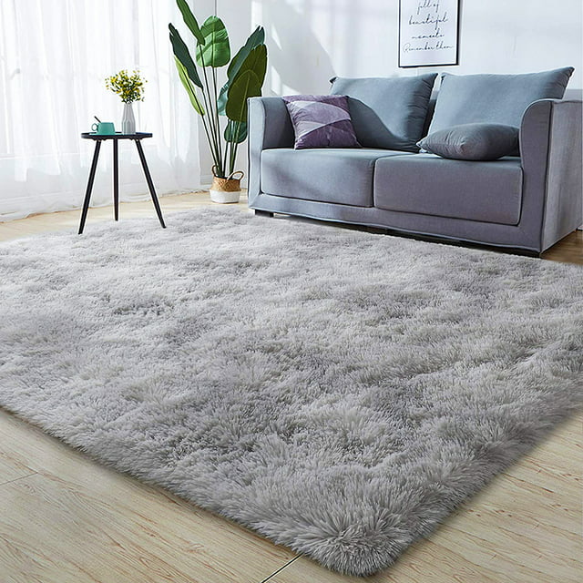 Super Soft Shaggy Area Rug Shaggy Rug Anti-Skid Carpet For Living Room Bedroom, Light Gray (79" x 31.5")