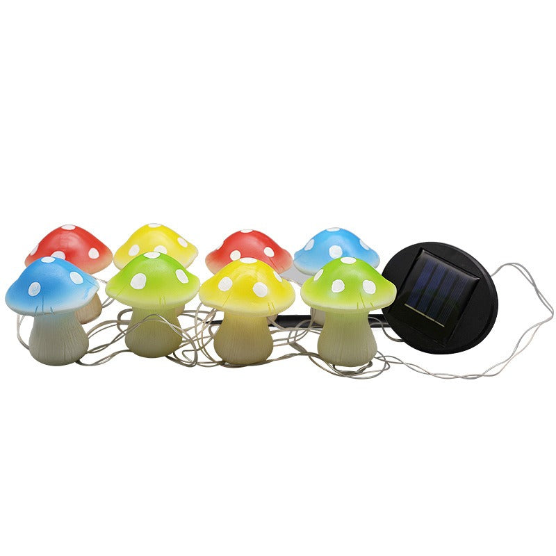 Solar Powered Mushroom String Lights Color Changing Resin Indoor Outdoor Lights