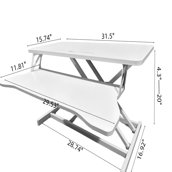 Desk Converter Sit-Stand 32&quot; with Keyboard Tray (White)