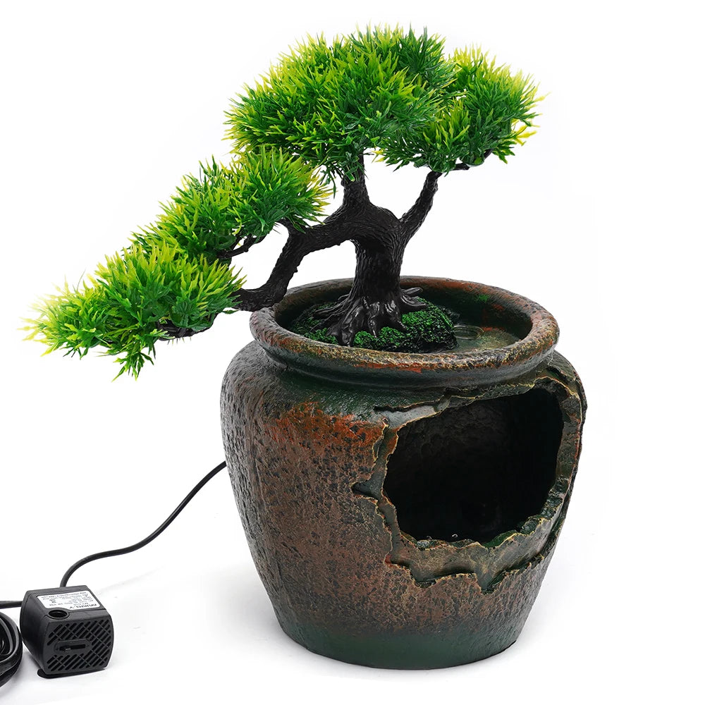 Desktop Waterfall Fountain with LED Light Relaxation Home &amp; Office Decor