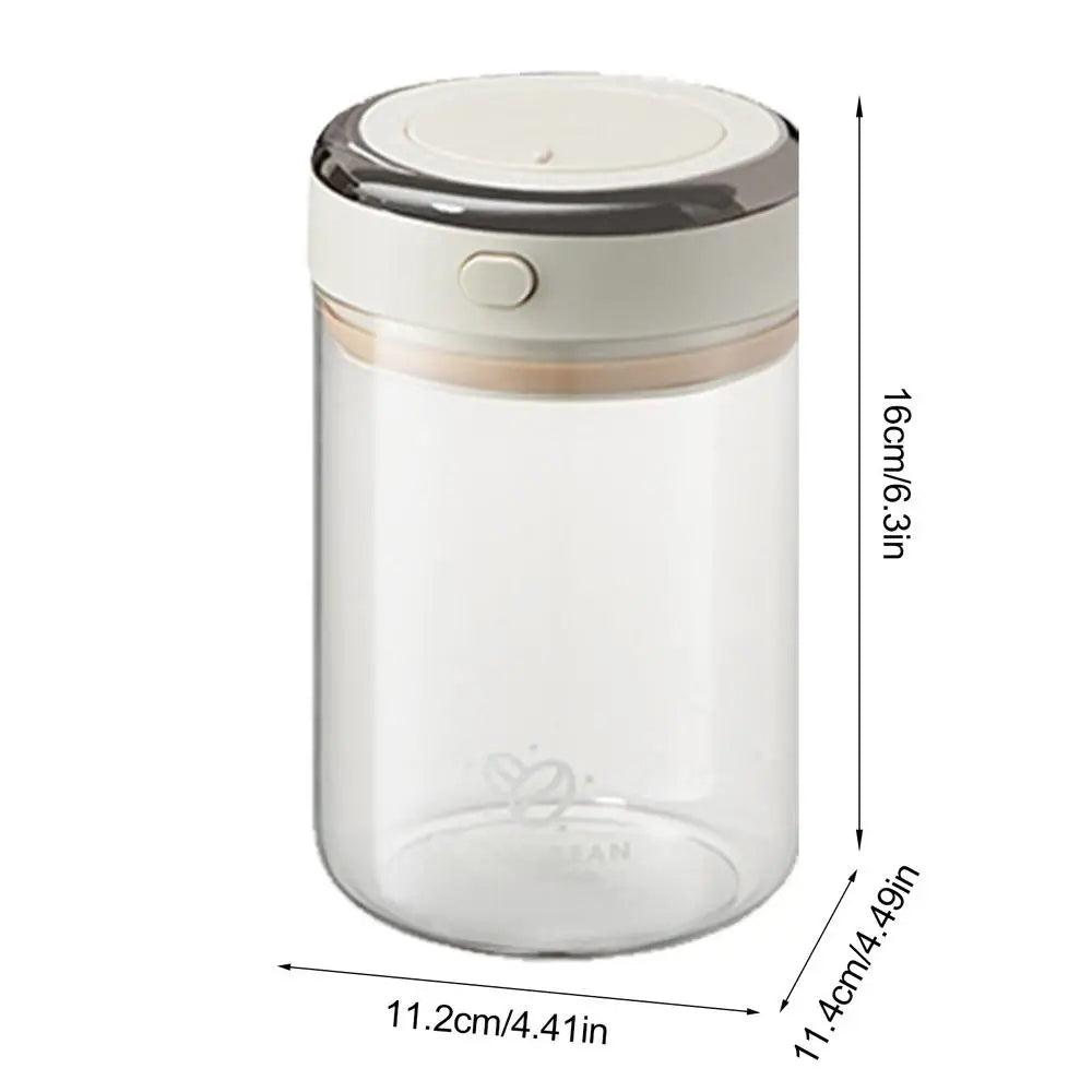 Airtight Glass Coffee Bean Container 1100mL Vacuum Sealed Food Storage Canister