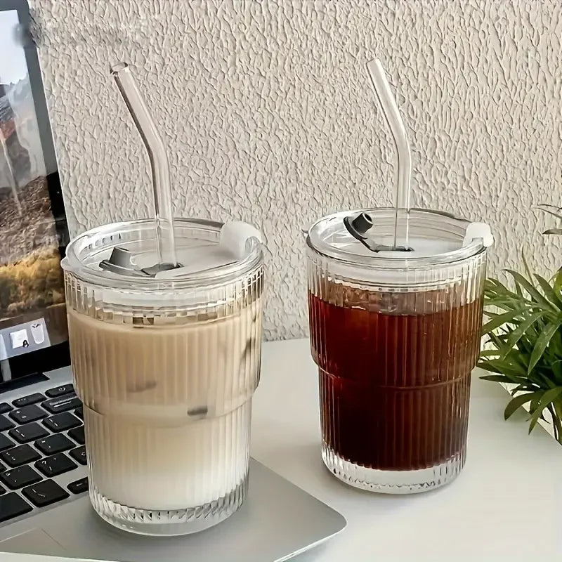 Reusable Iced Coffee Cups 12oz with Lid Straw Set of 6
