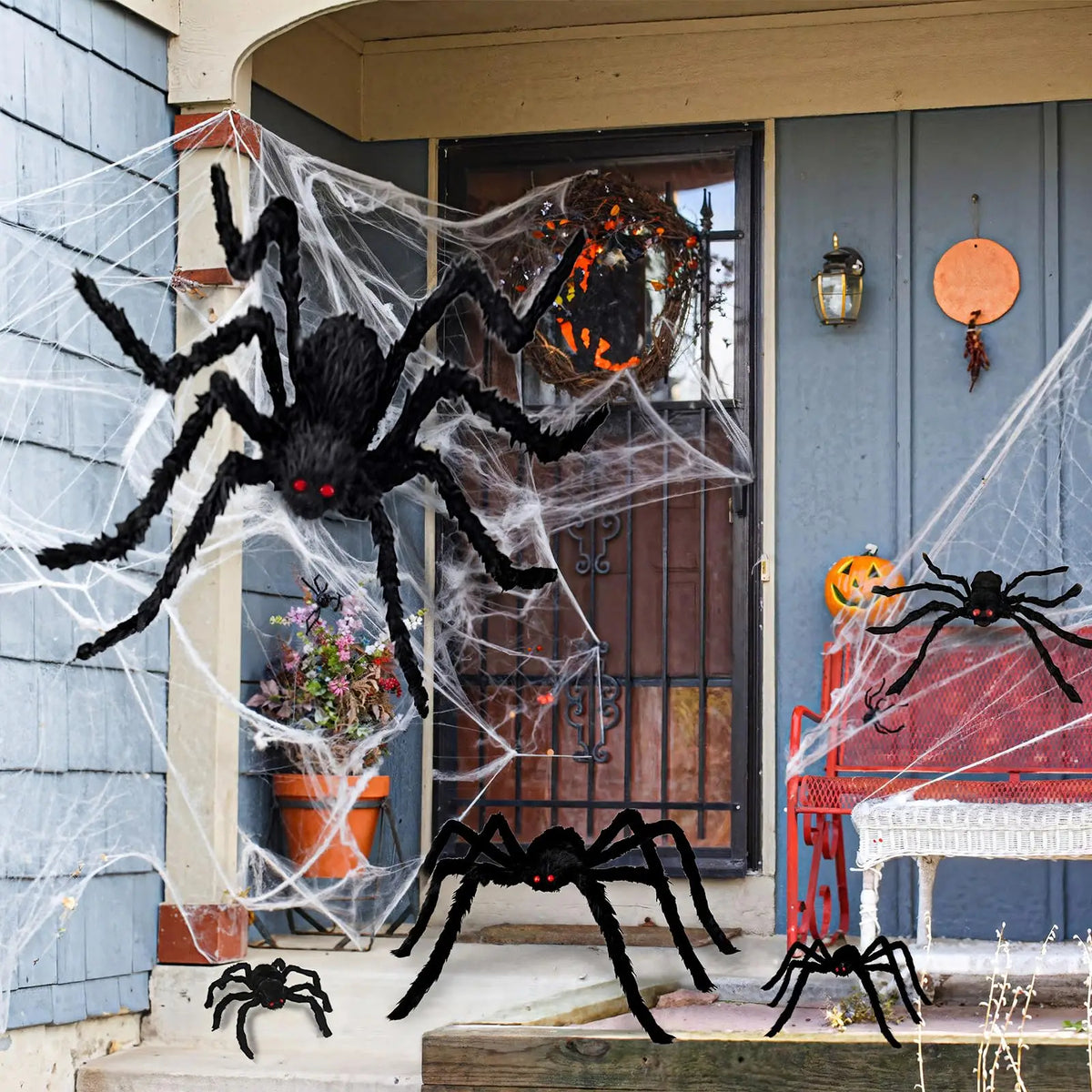 6.6 FT Giant Halloween Spider Decoration – Large Furry Indoor &amp; Outdoor Party Prop