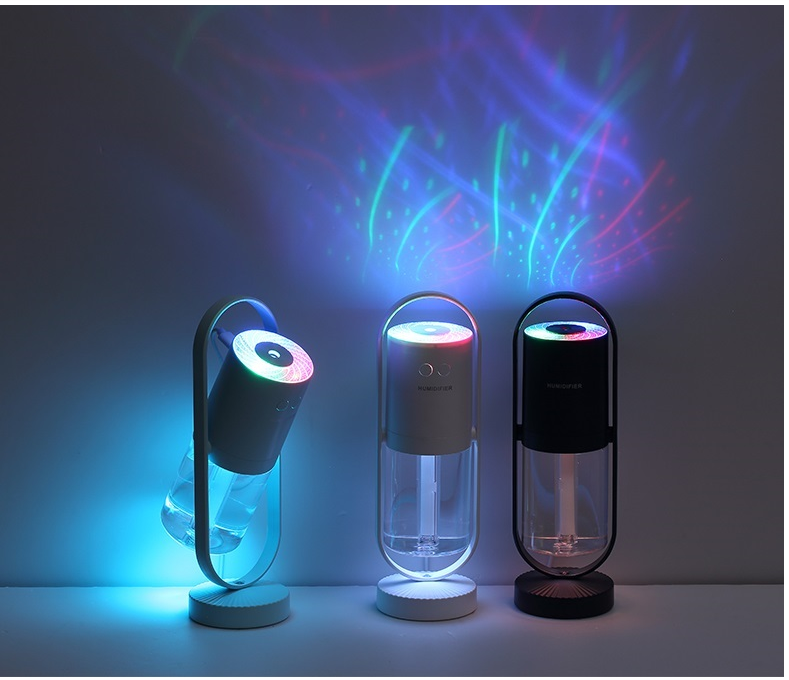 Portable Mini Mist Maker USB Air Humidifier with Star Projector Night Light (Dark Blue)