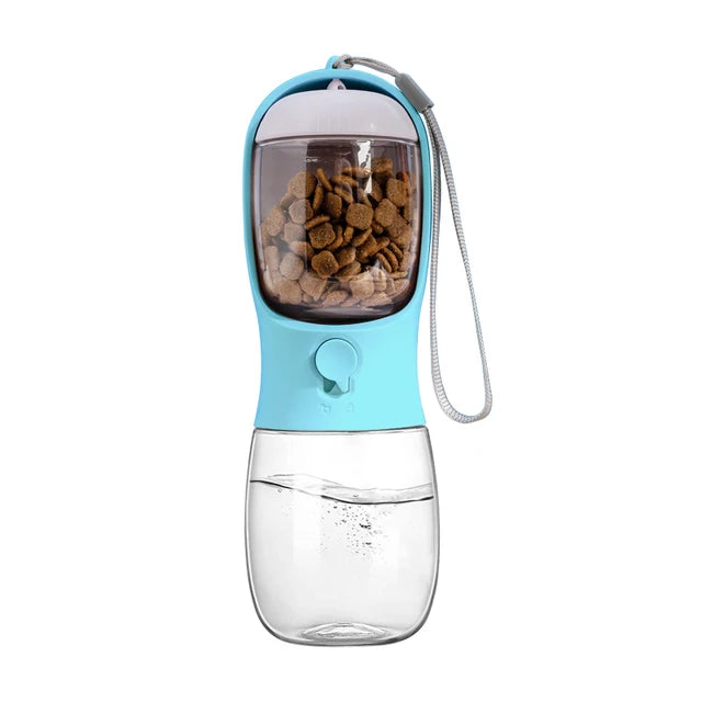 2-in-1 Travel Pet Bottle 300ml Water Food Dispenser for Dogs and Cat (Sky Blue)