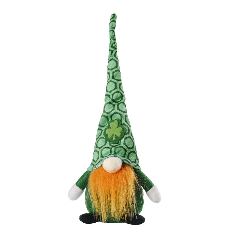 Green Gnome Plush Faceless Doll for St Patrick's Day Decoration